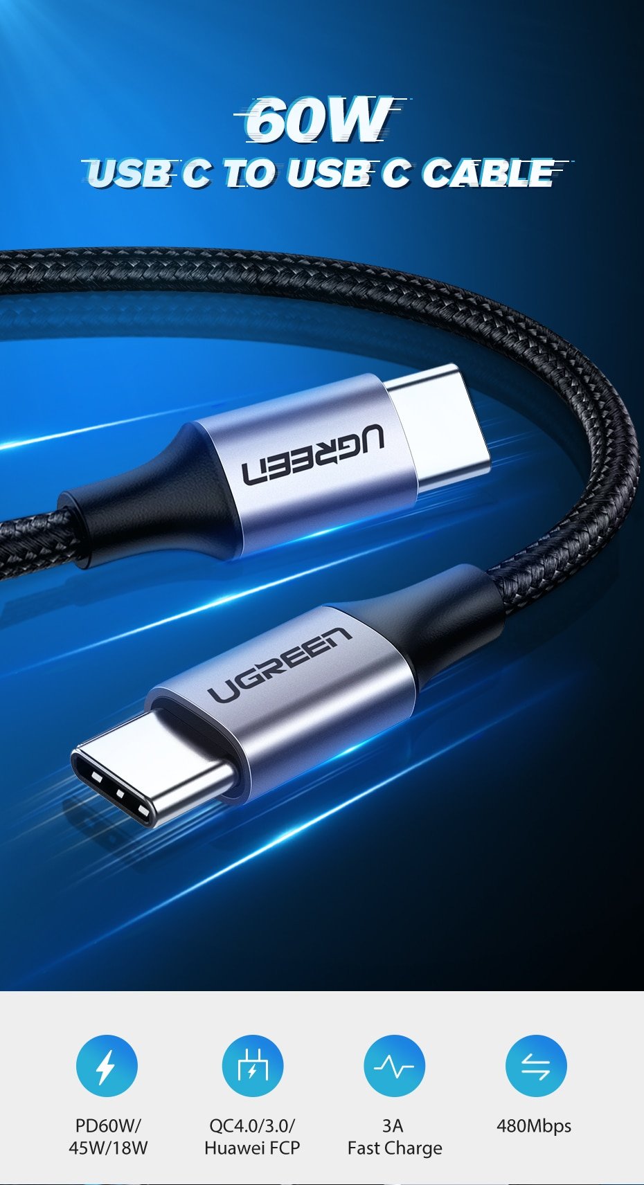 USB-C to USB-C Fast Charge Nylon Cable