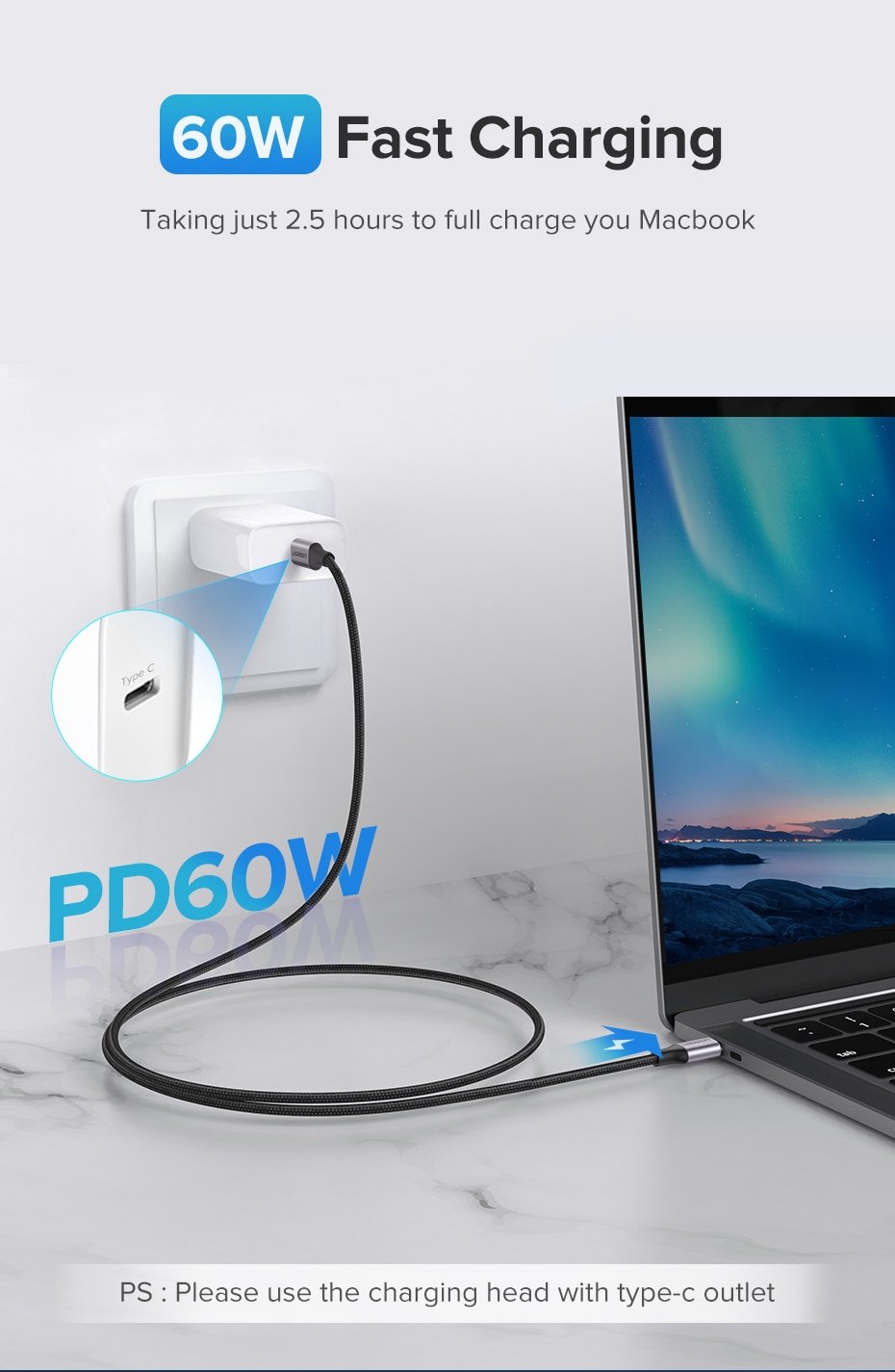 USB-C to USB-C Fast Charge Nylon Cable