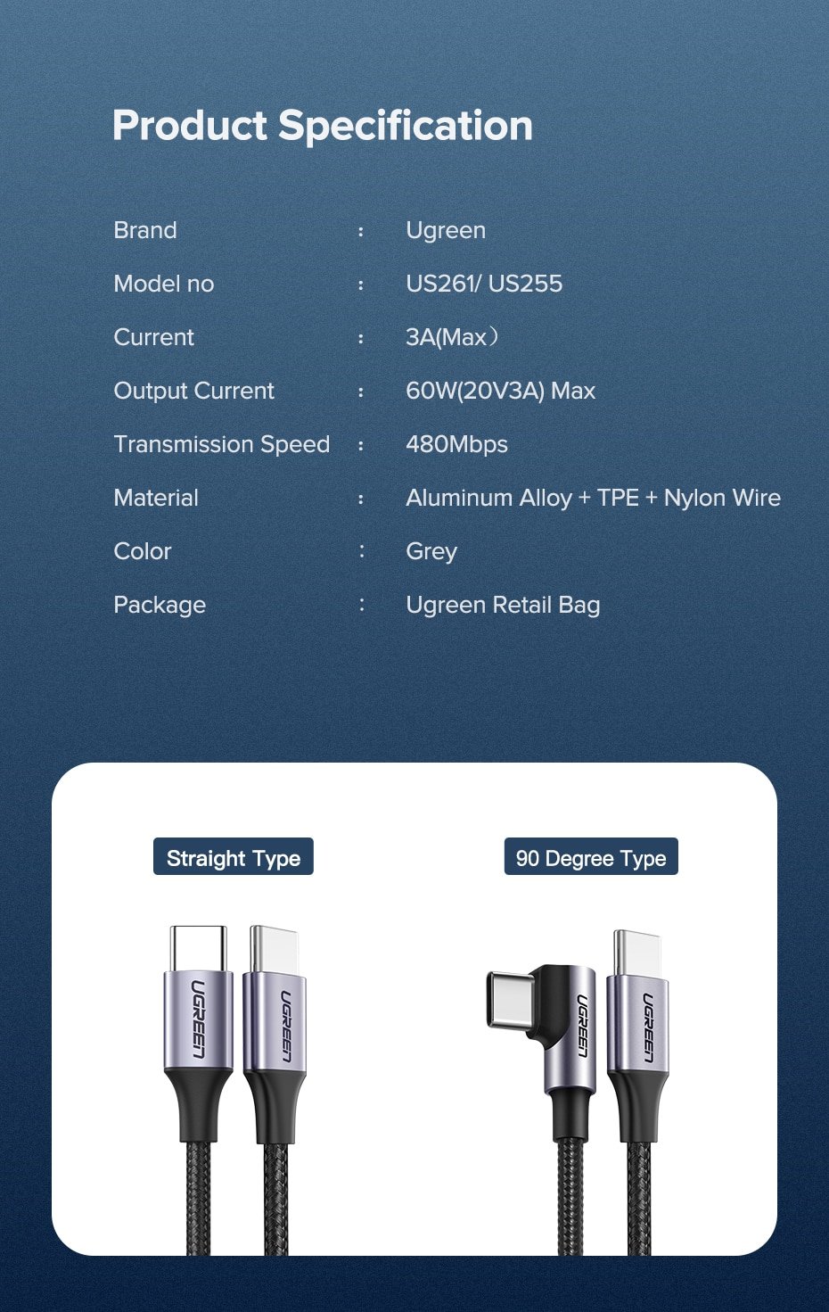 USB-C to USB-C Fast Charge Nylon Cable